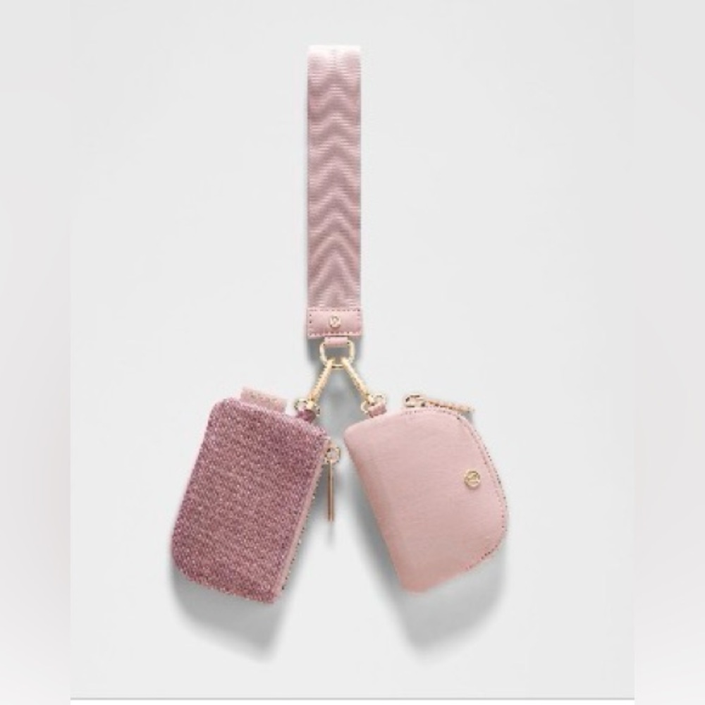 *NWT* Lululemon Athletica Pink glitter wristlet  Set- last one